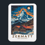 Zermatt Switzerland Matterhorn Travel Art Vintage Magnet<br><div class="desc">Zermatt retro vector travel design. Zermatt,  in southern Switzerland’s Valais canton,  is a mountain resort renowned for skiing,  climbing and hiking.</div>