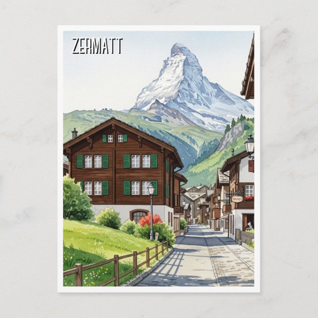 Zermatt Switzerland Matterhorn Travel Postcard (Front)