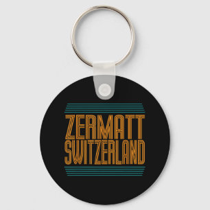 Zermatt Switzerland Retro Alpine Skiing Swiss Alps Key Ring