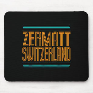 Zermatt Switzerland Retro Alpine Skiing Swiss Alps Mouse Mat