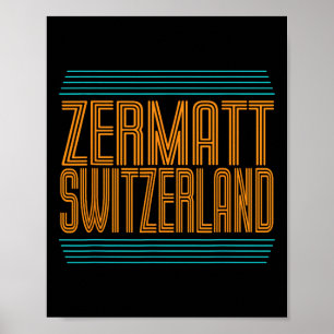 Zermatt Switzerland Retro Alpine Skiing Swiss Alps Poster