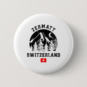 Zermatt Switzerland Ski Resort Alps Alpine Skiing  6 Cm Round Badge