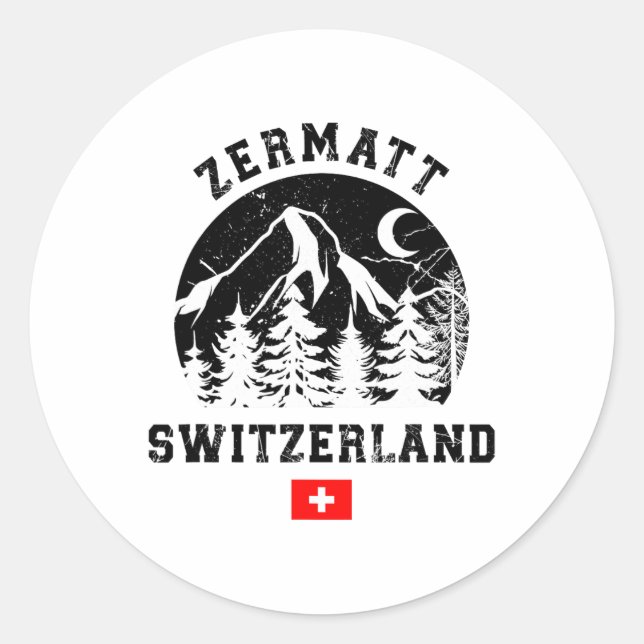 Zermatt Switzerland Ski Resort Alps Alpine Skiing  Classic Round Sticker (Front)