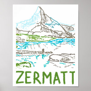 Zermatt Switzerland Souvenir Gift For Tourists Sti Poster