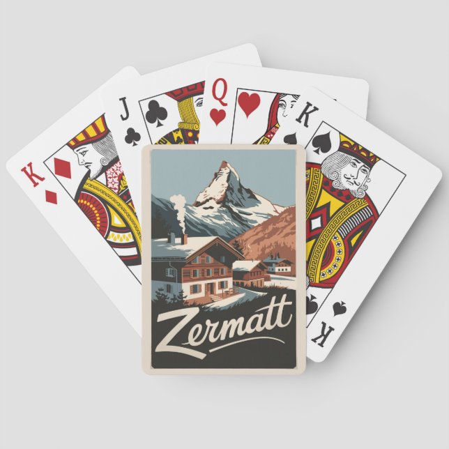 Zermatt Switzerland Travel Art Vintage Playing Cards (Back)