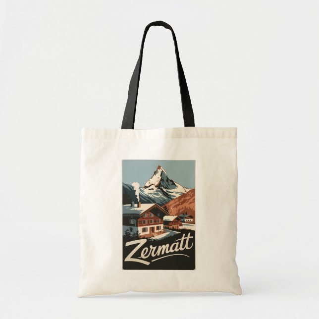 Zermatt Switzerland Travel Art Vintage Tote Bag (Front)