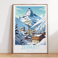 Zermatt Switzerland Travel Poster, Zermatt Switzer