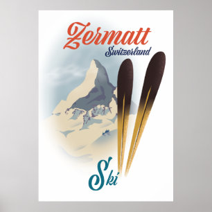 Zermatt Switzerland vintage ski poster