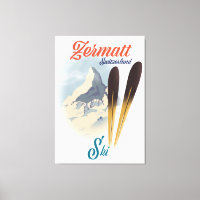 Zermatt Switzerland vintage ski poster