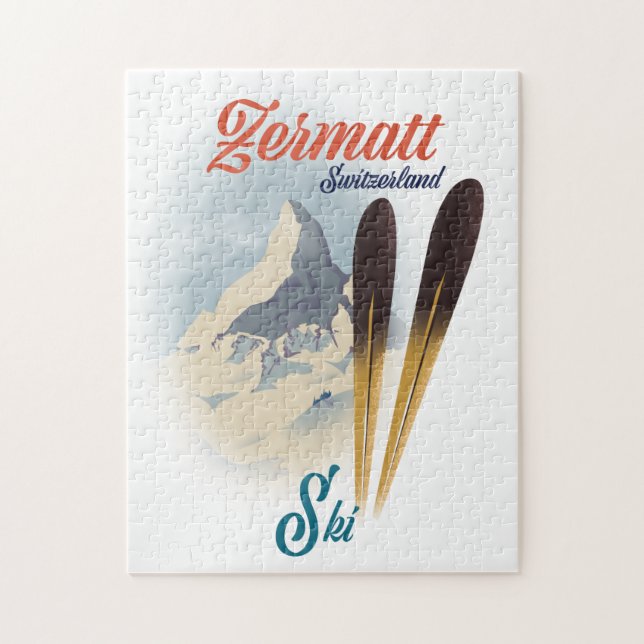 Zermatt Switzerland vintage ski poster Jigsaw Puzzle (Vertical)