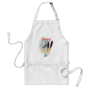 Zermatt Switzerland vintage ski poster Standard Apron