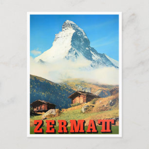 Zermatt Switzerland vintage travel Postcard