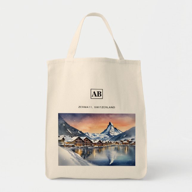 Zermatt, Switzerland Watercolor Art - Tote Bag (Front)