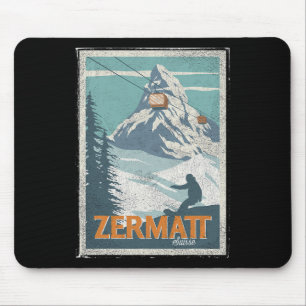 Zermatt Switzerland Winter Skiing Snowboarding Ski Mouse Mat