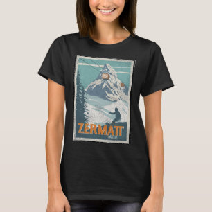 Zermatt Switzerland Winter Skiing Snowboarding Ski T-Shirt