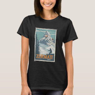 Zermatt Switzerland Winter Skiing Snowboarding Ski T-Shirt