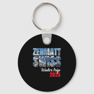 Zermatt Switzerland Winter Trip 2025 Swiss Ski Alp Key Ring