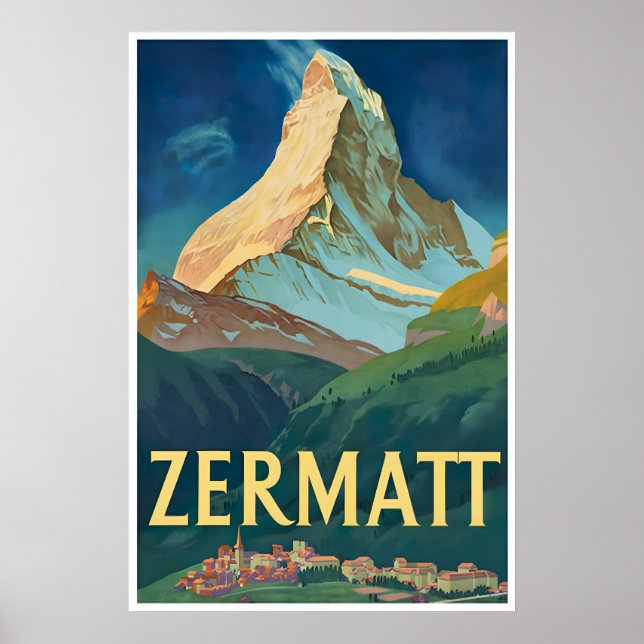 Zermatt Travel Poster Switzerland Art Swiss Print (Front)