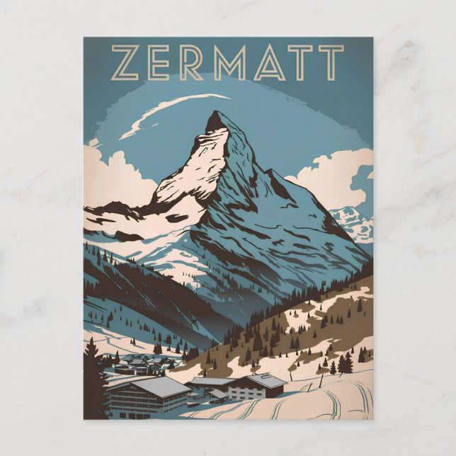 Zermatt vintage postcard (Front)