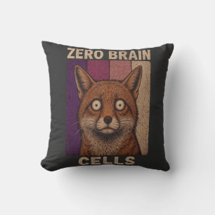 Zero Brain Cells Fox Meme – Funny Cute Animal  Cushion