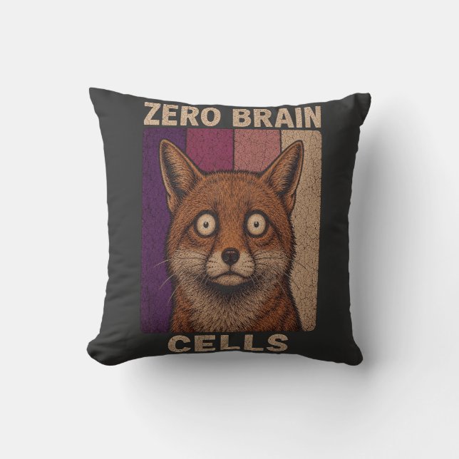 Zero Brain Cells Fox Meme – Funny Cute Animal  Cushion (Front)