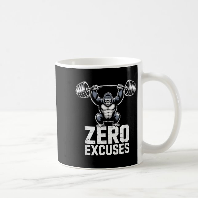 Zero Excuses Gorilla Gym Motivational Workout  Coffee Mug (Right)
