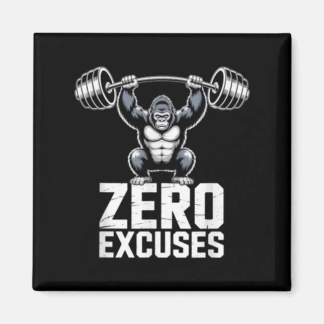 Zero Excuses Gorilla Gym Motivational Workout  Magnet (Front)