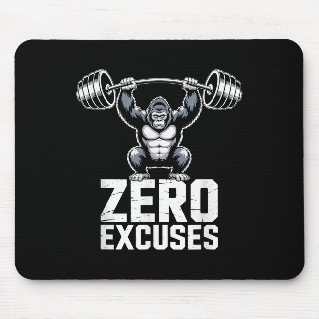 Zero Excuses Gorilla Gym Motivational Workout  Mouse Mat (Front)