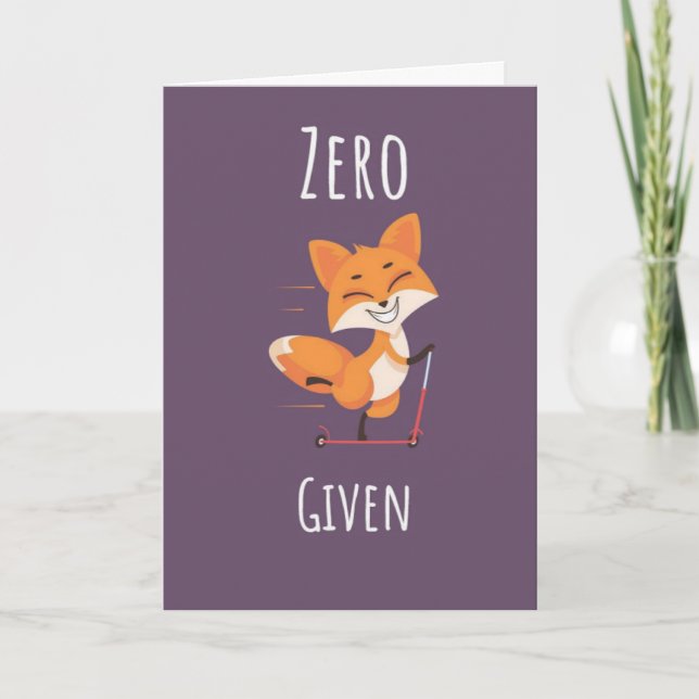 Zero Fox Given Funny Fox Pun Cards Cute Humour (Front)
