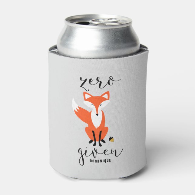 Zero Fox Given Funny Pun Grey Personalised Can Cooler (Can Front)