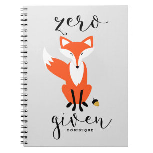 Zero Fox Given Funny Pun Personalised Notebook