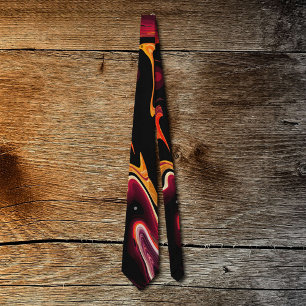 Zero Gravity Abstract Red Orange and Black Tie