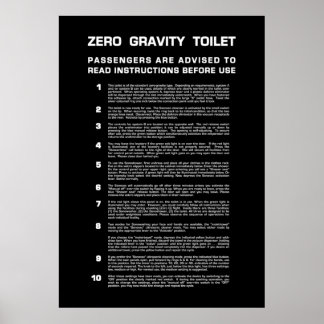 Zero Gravity Bathroom  Full white text Poster