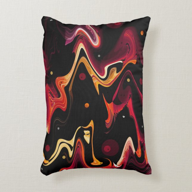 Zero Gravity Painting Abstract in Orange and Black Decorative Cushion (Front(Vertical))