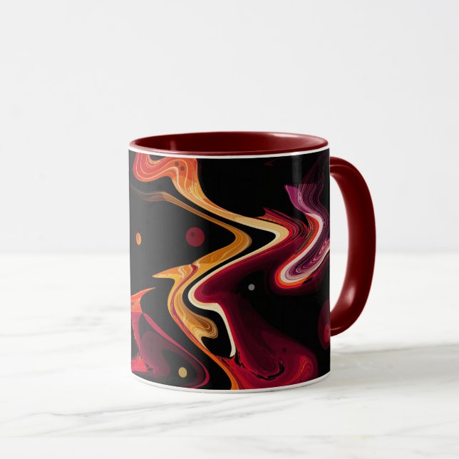 Zero Gravity Painting Abstract in Orange and Black Mug (Front Right)