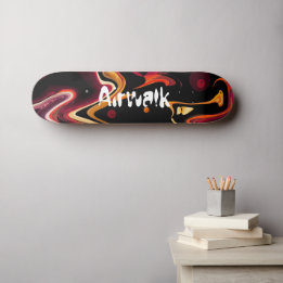 Zero Gravity Painting Abstract in Orange and Black Skateboard