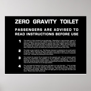 Zero Gravity Toilet white text Poster