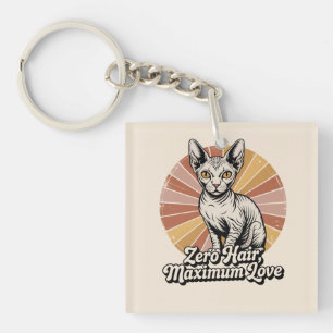 Zero Hair Maximum Love Sphynx Retro Key Ring