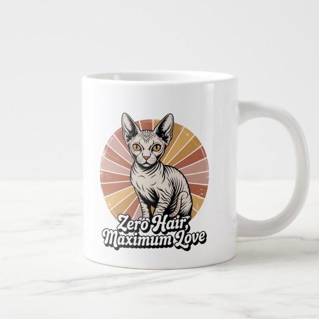 Zero Hair Maximum Love Sphynx Retro Large Coffee Mug (Right)