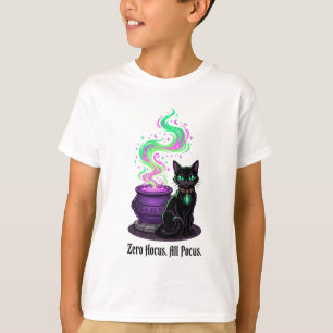 Zero Hocus All Pocus Funny Cat Witch Cauldron  T-Shirt