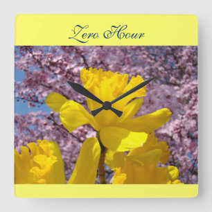 Zero Hour wall clocks Yellow Daffodils Spring