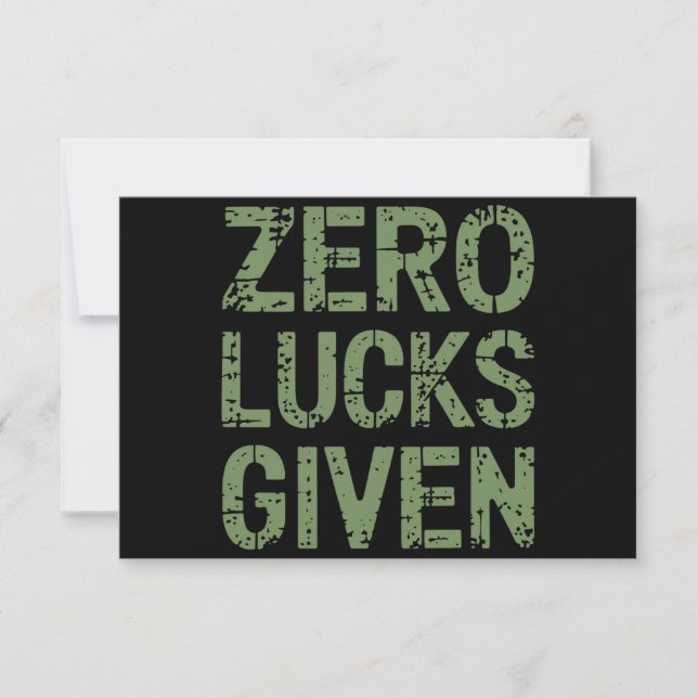 Zero Lucks Given St Paddy's Day Hilarious Patricks Thank You Card (Front)
