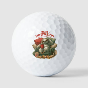 Zero Motivation Club Sloth Relaxing in Armchair Golf Balls