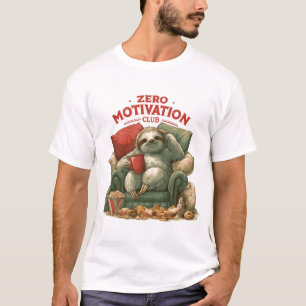 Zero Motivation Club Sloth Relaxing in Armchair T-Shirt