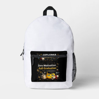 Zero Motivation Full Graduation Funny Shirt  Printed Backpack