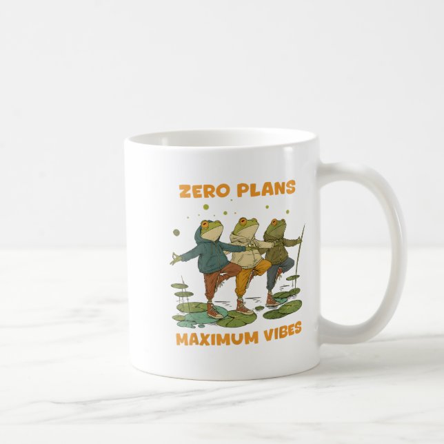Zero Plans Maximum Vibes Funny Frog Hoodie Chill V Coffee Mug (Right)