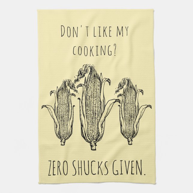 Zero Shucks Given Funny Custom Corn Pun Tea Towel (Vertical)