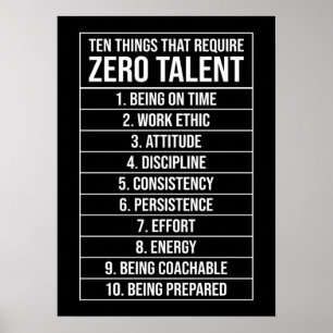 Zero Talent Required - Success Motivational Poster