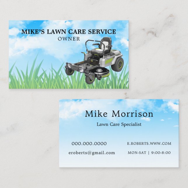 Zero Turn Lawn Care Specialist  Business Card (Front/Back)