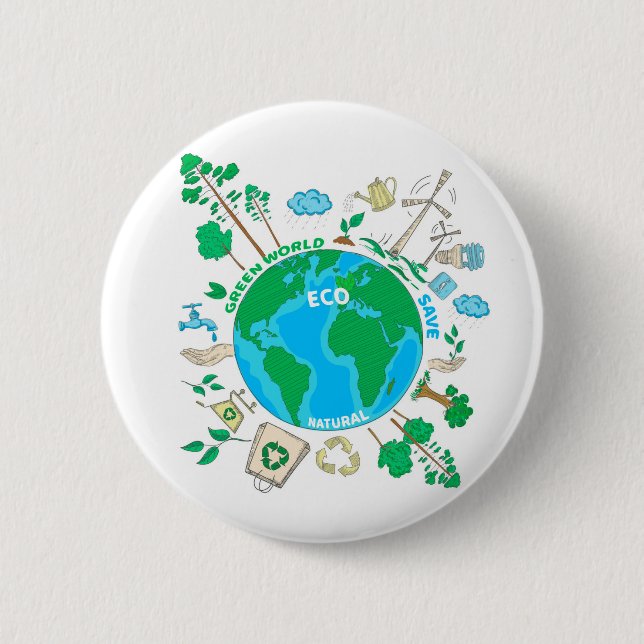 Zero Waste | Eco Sustainability Support 6 Cm Round Badge (Front)